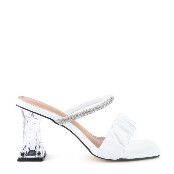 Date Look Clear Heel Rhinestone Sandals - Picture 1 of 1